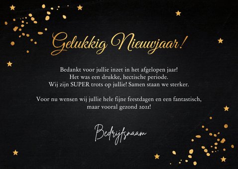 Zakelijke Nieuwjaarskaart zwart goudlook 2021 3