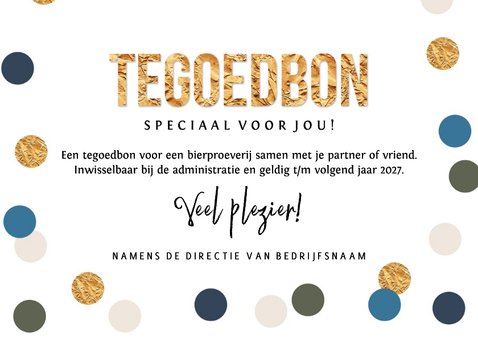 Zakelijke tegoedbon confetti goud waardebon 3