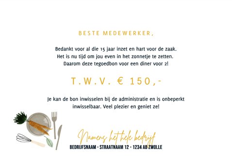 Zakelijke tegoedbon etentje illustraties en foto's 3