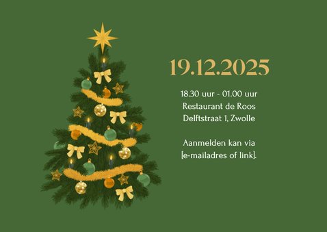 Zakelijke uitnodigingskaart vip ticket kerstdiner kerstboom 2