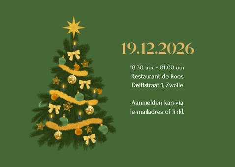 Zakelijke uitnodigingskaart vip ticket kerstdiner kerstboom 2