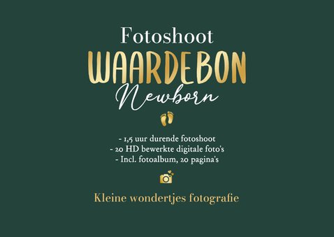 Zakelijke waardebon fotoshoot newborn baby foto's 3