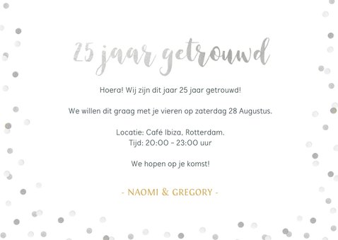 Zilveren huwelijk 25 jaar getrouwd kaart met 3 eigen foto's 3