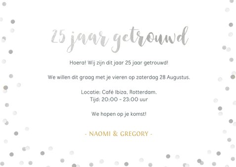 Zilveren huwelijk 25 jaar getrouwd kaart met 3 eigen foto's 3