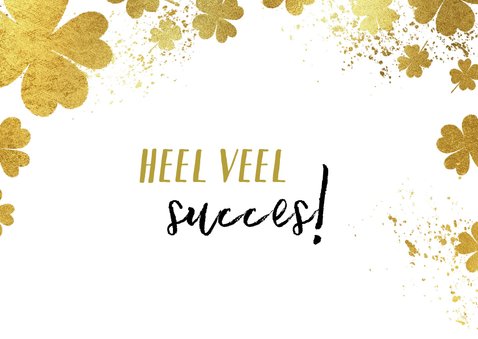 Zomaar kaart 'Good luck vibes' succes klavertjes goudlook 2