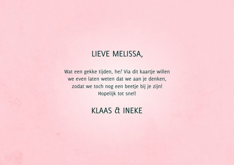 Zomaar kaart knuffel met bloemen roze 3