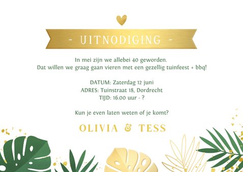 Zomerse botanische uitnodiging voor een tuinfeest of feestje 3