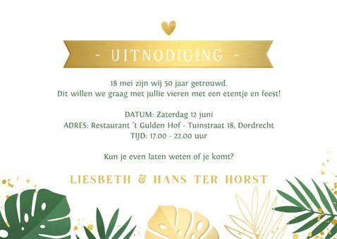 Zomerse uitnodiging voor een jubileum feest botanische sfeer 3