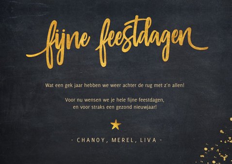 Zwarte fotokaart voor kerst met 3 eigen foto's en goud 3