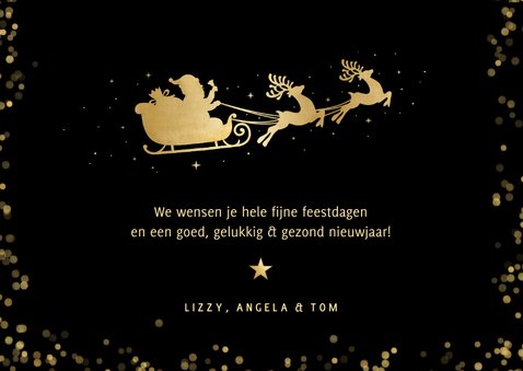 Zwarte liggende kerstkaart met rendier en foto 3