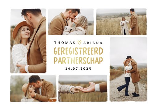 Geregistreerd partnerschap kaart goud hip fotocollage hartje