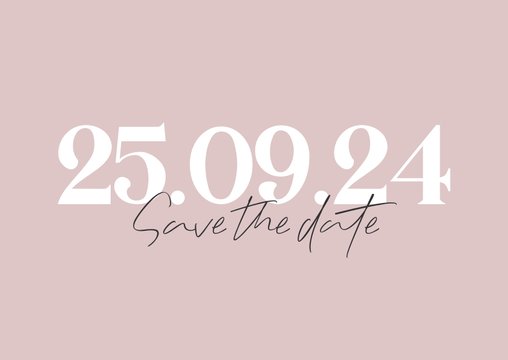 Minimalistische save the date kaart met grote datum 