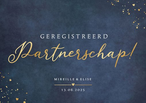 Stijlvolle donkerblauwe geregistreerd partnerschap kaart