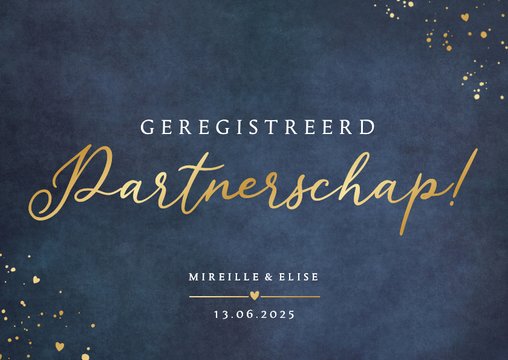 Stijlvolle donkerblauwe geregistreerd partnerschap kaart