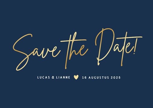 Stijlvolle liggende minimalistische Save the Date kaart 