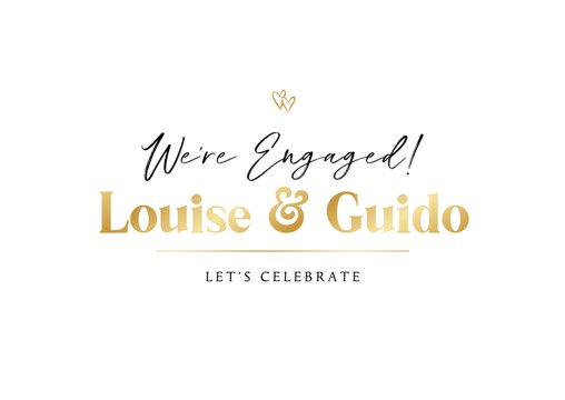 Trouwkaart verloofd engaged goud stijlvol modern
