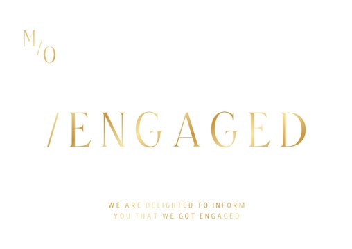 Typografische verlovingskaart minimalistische gouden tekst