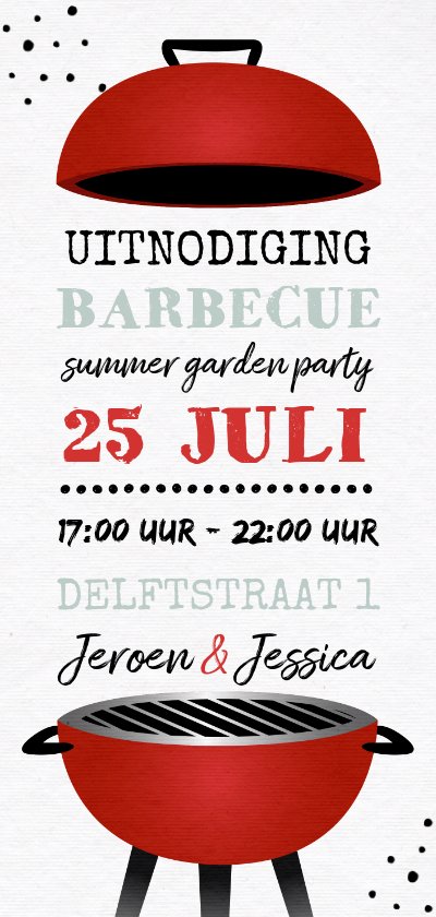 Uitnodiging bbq barbecue grill feestje | Kaartje2go