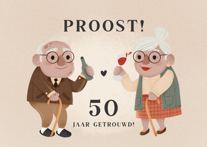 Felicitatiekaarten 50 jaar huwelijk | Kaartje2go