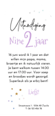 Boogvorm uitnodiging kinderfeestje 2 jaar regenboog Achterkant