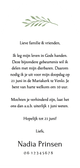 Boogvormige uitnodiging voor doopsel kruis Achterkant