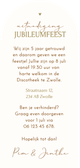 Jubileum uitnodiging 5 jaar in bloemen beige hoge boog Achterkant