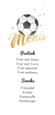 Menukaart communie voetbal thema foto goud snacks Achterkant