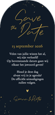 Save the date trouwkaart hoge boogkaart foto spetters goud Achterkant