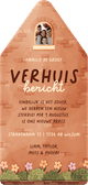 Verhuiskaart in huisvorm huisje met plantjes Achterkant