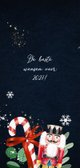 Kerstkaart kerstelementen notenkraker denneappel foto's goud 2