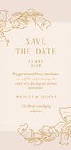 Klassieke save the date kaart lijnillustratie van bloemen Achterkant