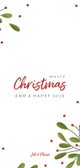 Langwerpige fotocollage kerstkaart met takjes en besjes Achterkant