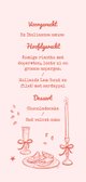 Menukaart 21 diner party disco roze food drinks Achterkant