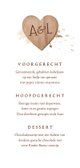 Menukaart houtlook boomstam doorsnede hartjes hout Achterkant