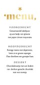 Menukaart kerstdiner sterren goud hip  Achterkant