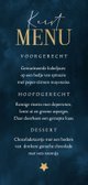 Menukaart kerstdiner sterrenhemel goud chique ster Achterkant