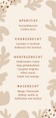 Menukaart met trendy abstracte vormen zacht beige Achterkant