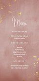 Menukaart oud roze waterverf gouden spetters Achterkant