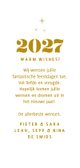 Minimalistische kerstkaart met papieren kerstballen en 2027 Achterkant