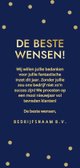 Moderne kerstkaart met gouden jaartal en confetti zakelijk Achterkant