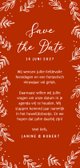 Nostalgische kerst save the date kaart met takjes in rood Achterkant