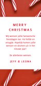 Photobooth collage kerstkaart met zuurstokken  Achterkant