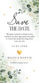 Save the Date kaart floral botanische bladeren groen Achterkant