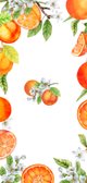 Trouwkaart menu sinaasappels met bloesem Achterkant