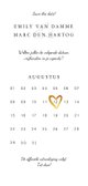 Trouwkaart save the date klassiek met bloemen en kalender Achterkant