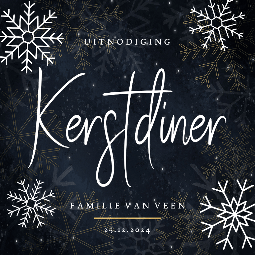 Stijlvolle Kerstdiner Uitnodiging Gouden | Kaartje2go