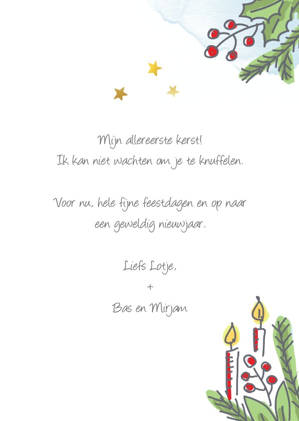 Baby's eerste kerstkaart met ooievaar en foto Kaartje2go Baby's eerste kerstkaart met ooievaar en foto Kaartje2go