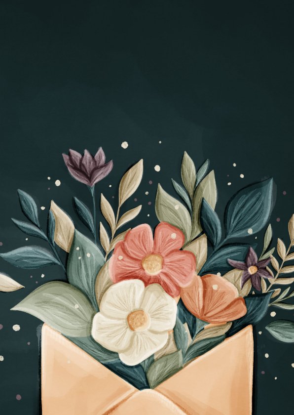 Bedankkaart envelop met bloemen | Kaartje2go