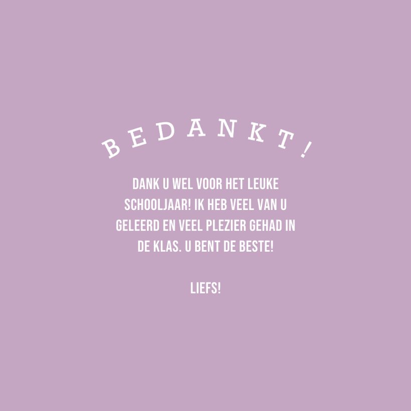 Bedankkaart vrolijke smiley lila | Kaartje2go