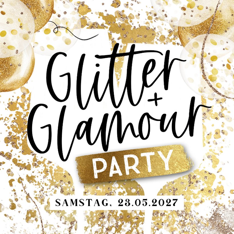 Einladungskarte Glitter& Glamourparty Kaartje2go